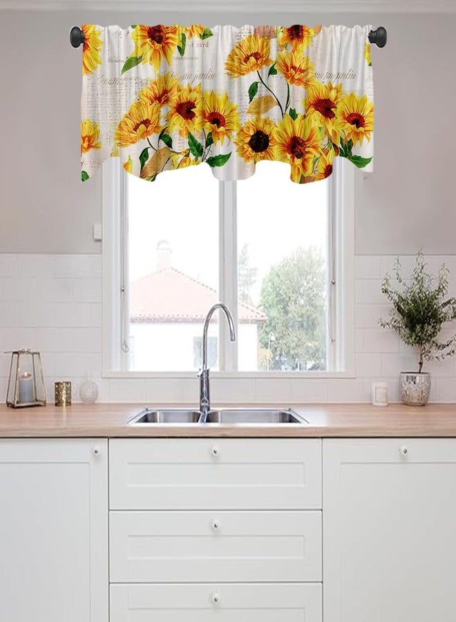 DOTOOMA 54x18 Inches Sunflower Newspaper Window Treatment Valance Retro Rustic Kitchen Blackout Drapes Bathroom Bedroom Living Room Polyester Fabric Curtains Decorations Supplies - Image 4